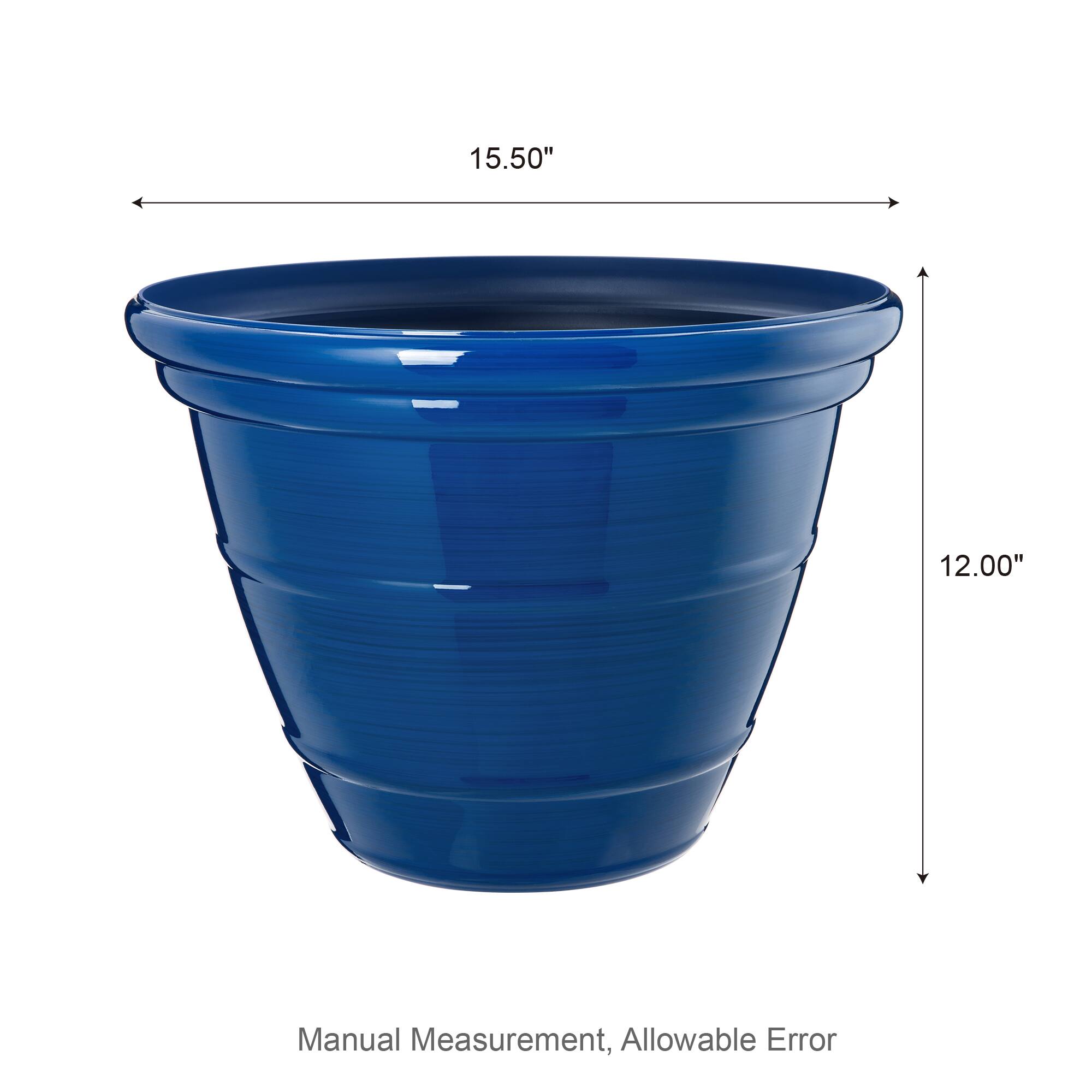 Glitzhome® Round Faux Ceramic Pot Plastic Planter Set
